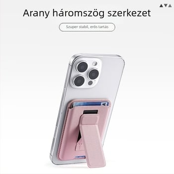 Egyszerű és tartós mágneses kártyatartó összecsukható állvánnyal iPhone 16-höz