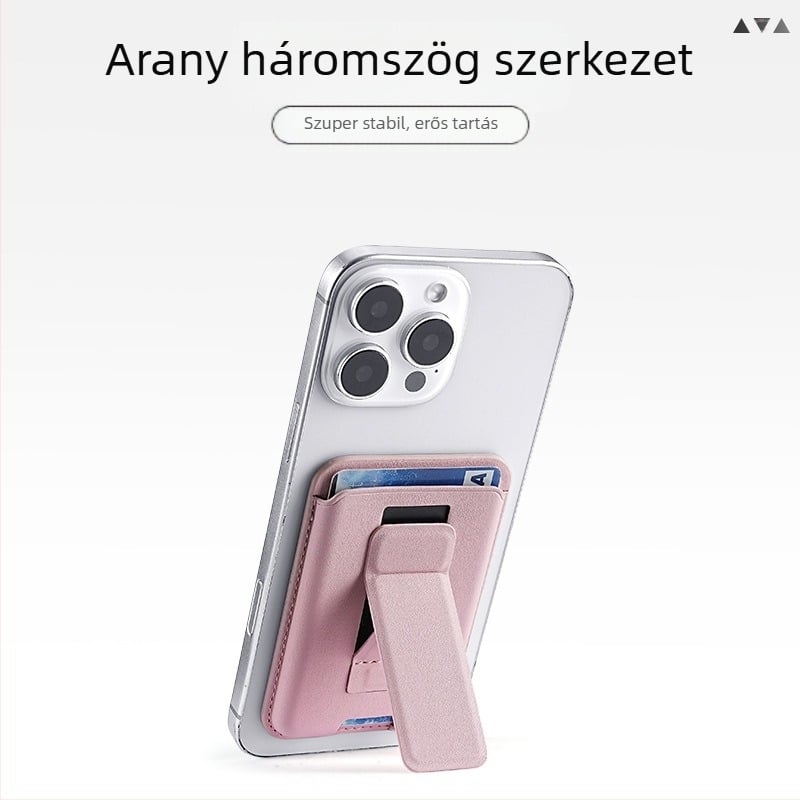 Egyszerű és tartós mágneses kártyatartó összecsukható állvánnyal iPhone 16-höz