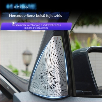 Mercedes-Benz W204 C-Class belső kürtfedél Berlin Sound, dekoratív hangfal matricával, rozsdamentes acélból, logó nélkül, testreszabás nélkül