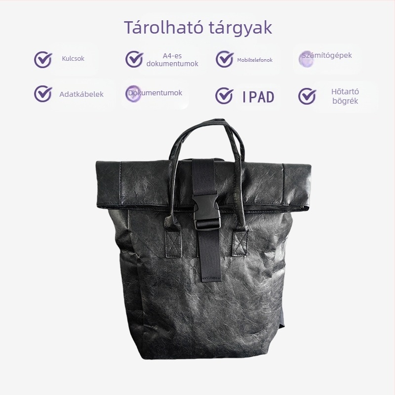 Hátizsák, vízálló DuPont papírból, kapacitás kevesebb mint 20 L, uniszex, városi egyszerű stílus, bélés vászon