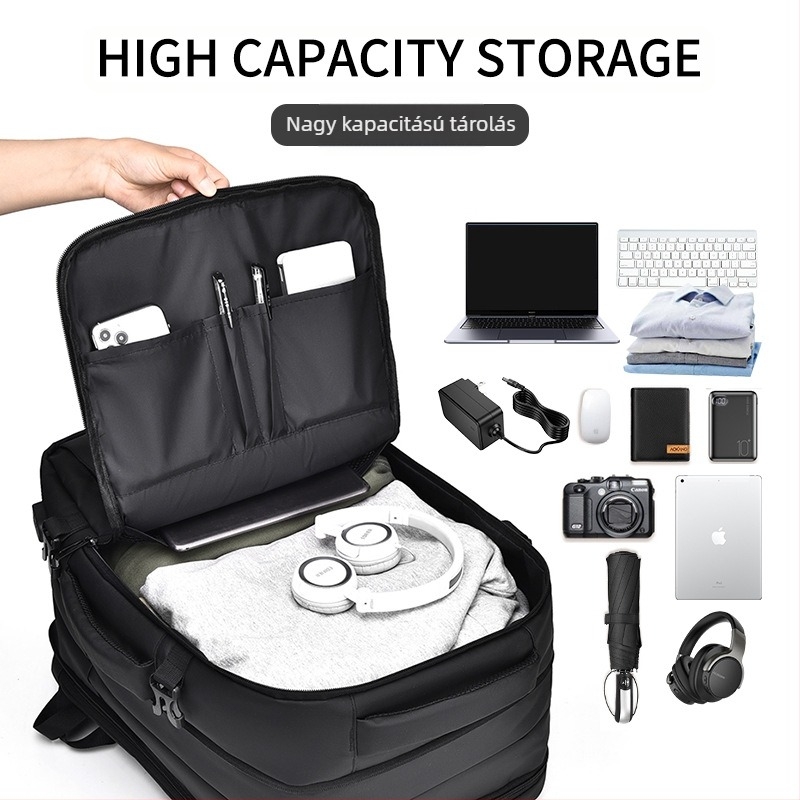 Uniszex hátizsák, vízálló membránnal, 20–35 literes kapacitás, városi minimalist stílus, légáteresztő