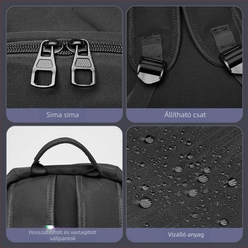 Uniszex nylon laptop hátizsák, vízálló, kapacitás 20–35L, levegő-párnás vállpántok