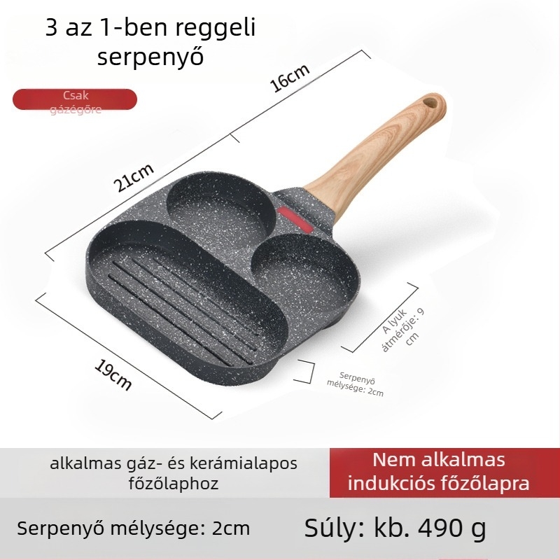 OTTOGI tapadásmentes reggelis tojás- és burger serpenyő, alumínium ötvözet, modell DC-G2PH, 0,6 kg, általános tűzhelyhez.