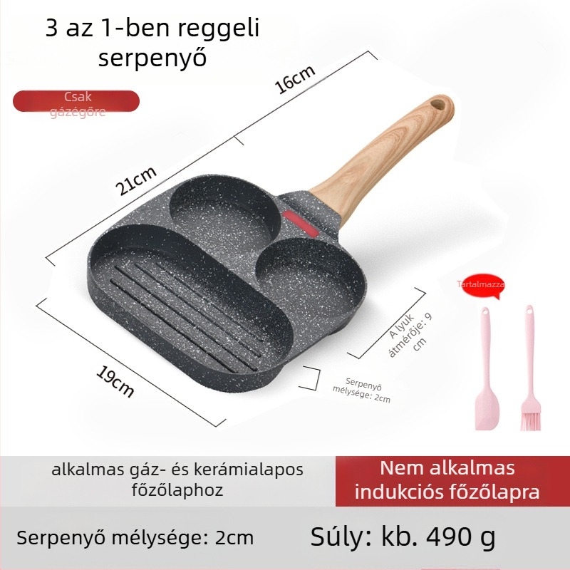 OTTOGI tapadásmentes reggelis tojás- és burger serpenyő, alumínium ötvözet, modell DC-G2PH, 0,6 kg, általános tűzhelyhez.