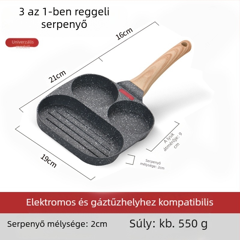 OTTOGI tapadásmentes reggelis tojás- és burger serpenyő, alumínium ötvözet, modell DC-G2PH, 0,6 kg, általános tűzhelyhez.