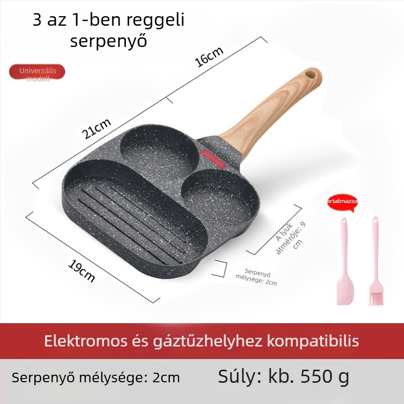 OTTOGI tapadásmentes reggelis tojás- és burger serpenyő, alumínium ötvözet, modell DC-G2PH, 0,6 kg, általános tűzhelyhez.