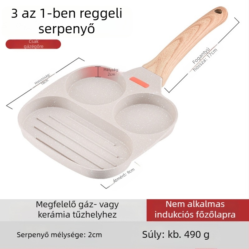 OTTOGI tapadásmentes reggelis tojás- és burger serpenyő, alumínium ötvözet, modell DC-G2PH, 0,6 kg, általános tűzhelyhez.