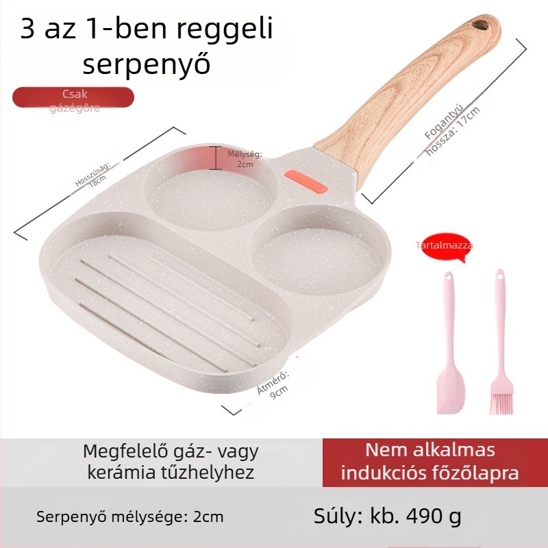 OTTOGI tapadásmentes reggelis tojás- és burger serpenyő, alumínium ötvözet, modell DC-G2PH, 0,6 kg, általános tűzhelyhez.