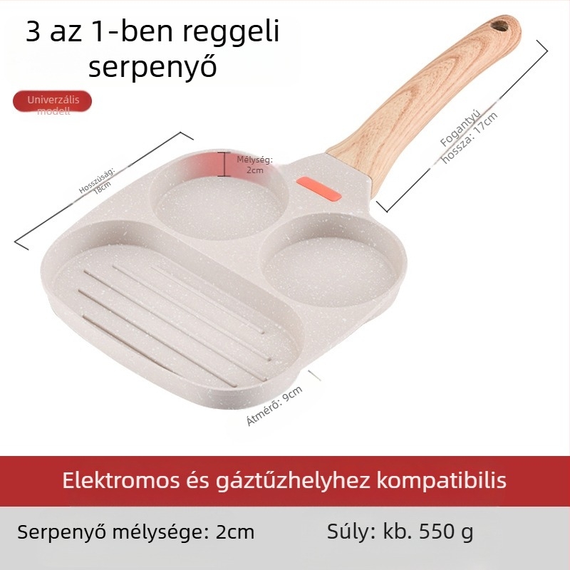 OTTOGI tapadásmentes reggelis tojás- és burger serpenyő, alumínium ötvözet, modell DC-G2PH, 0,6 kg, általános tűzhelyhez.