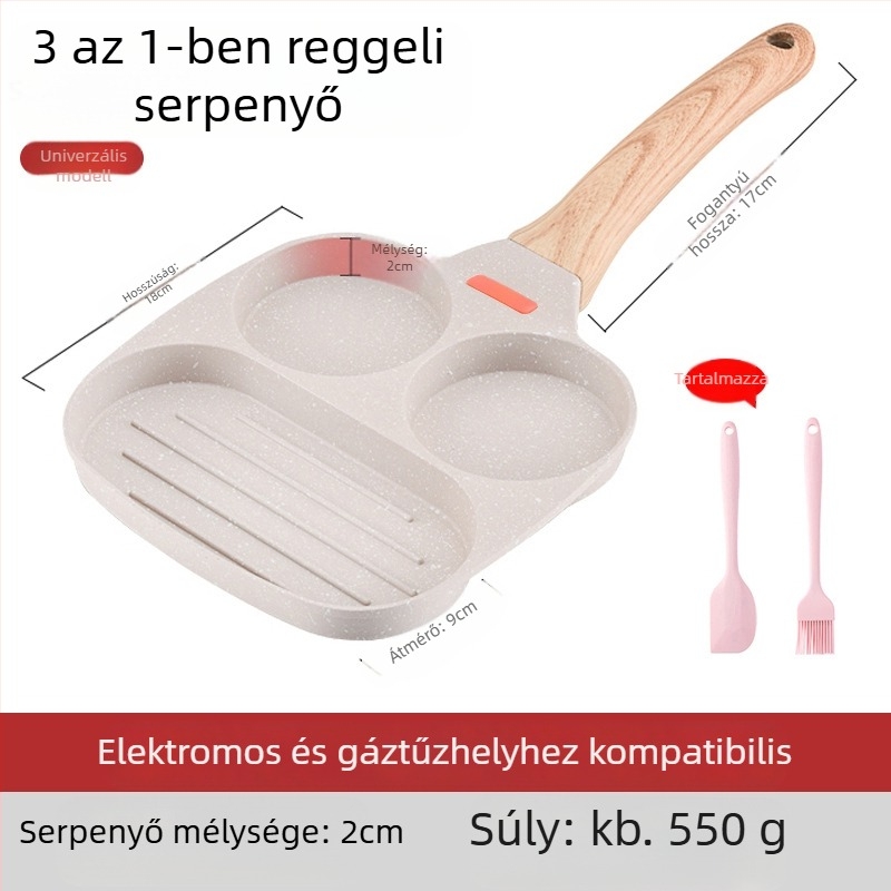 OTTOGI tapadásmentes reggelis tojás- és burger serpenyő, alumínium ötvözet, modell DC-G2PH, 0,6 kg, általános tűzhelyhez.