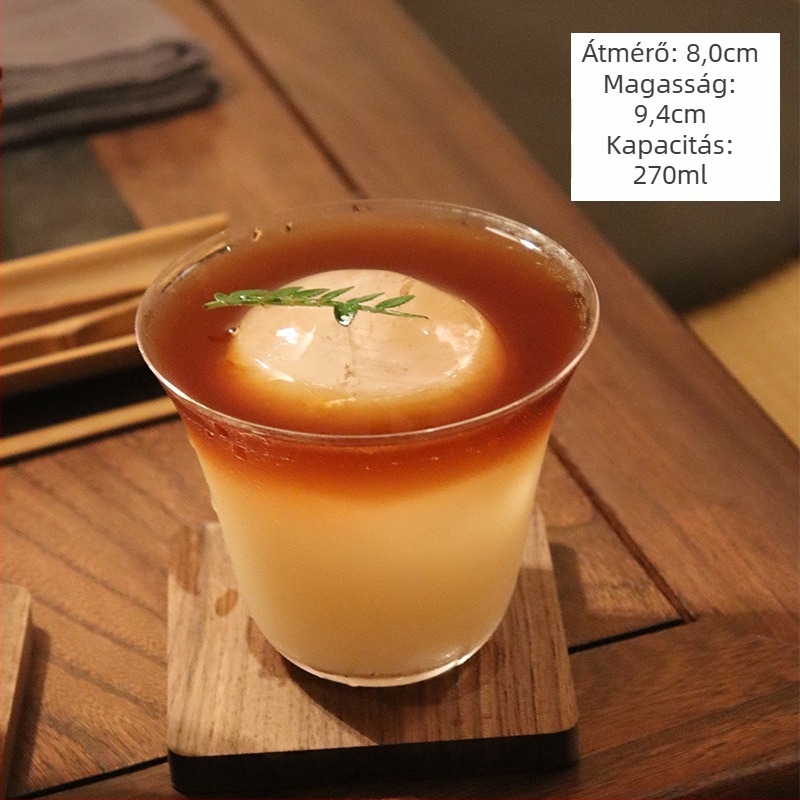 Teás pohár - üvegből, új kínai stílus, egyrétegű, hat darabos készlet, logó nyomtatása elérhető