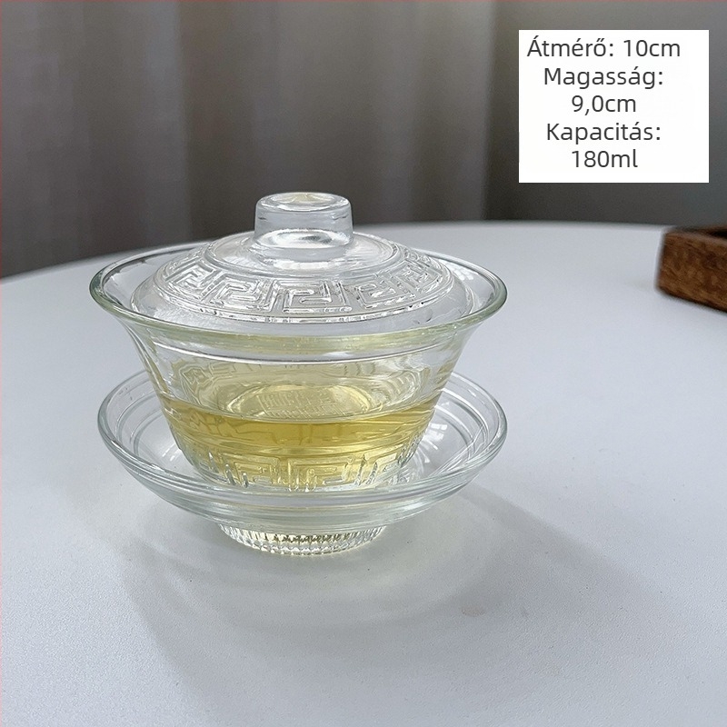 Teás pohár - üvegből, új kínai stílus, egyrétegű, hat darabos készlet, logó nyomtatása elérhető