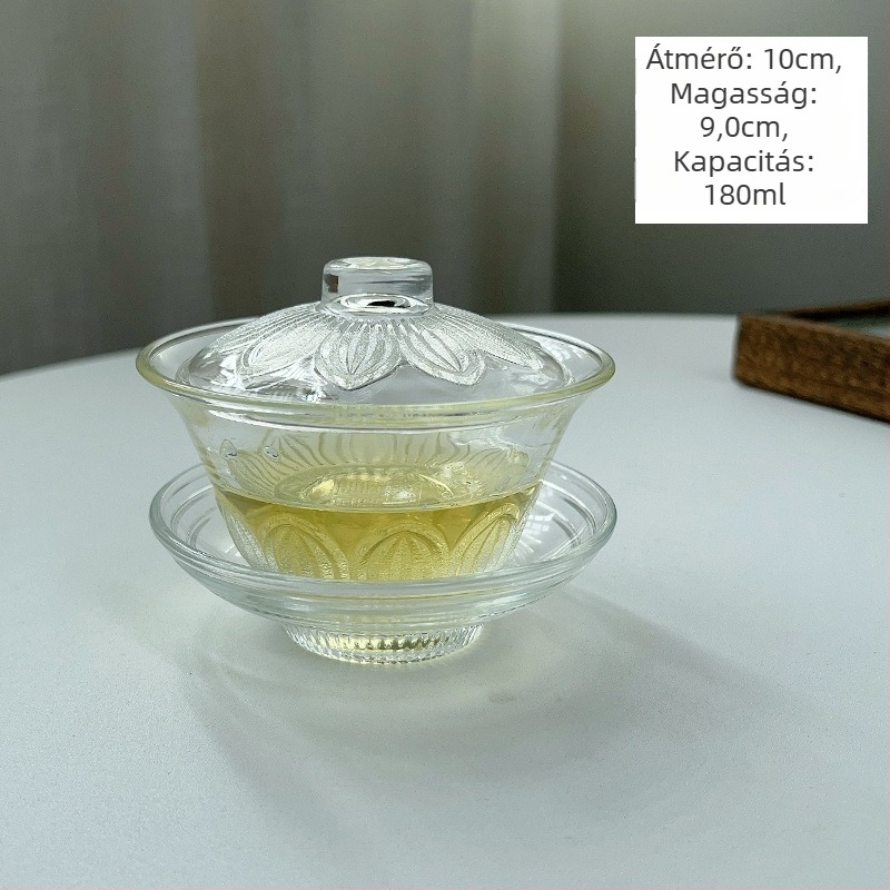 Teás pohár - üvegből, új kínai stílus, egyrétegű, hat darabos készlet, logó nyomtatása elérhető