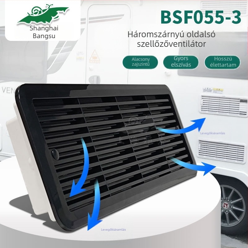 BSF055-3 RV oldalsó beépítésű csendes szellőzőventilátor hűtőhöz, 3 ablakkal