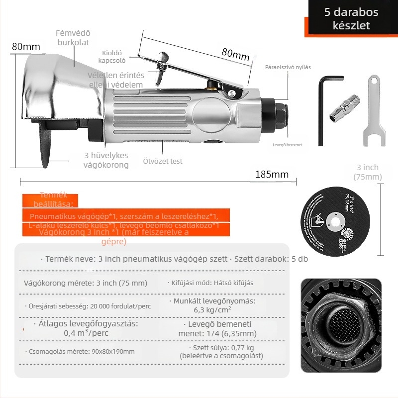 Musen Tang pneumatikus vágóeszköz szögvágóhoz csiszoló korongokkal (Márka: Musen Tang; Alkalmazás: Vágás)