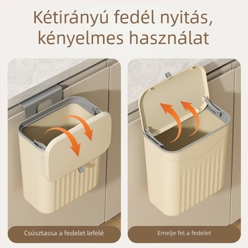 Fali műanyag konyhai kuka, fedél felnyitható, kapacitás >12 L, négyzet alakú, háztartási használat
