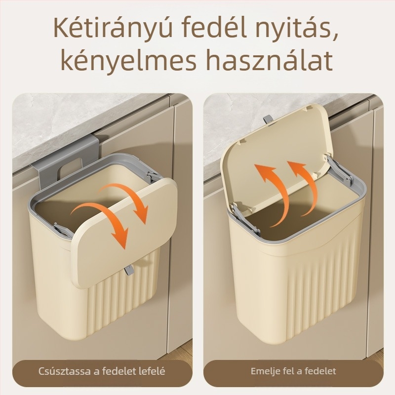 Fali műanyag konyhai kuka, fedél felnyitható, kapacitás >12 L, négyzet alakú, háztartási használat