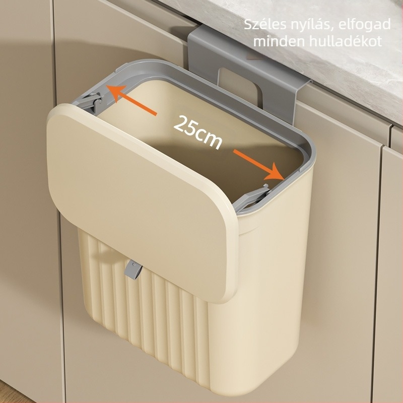 Fali műanyag konyhai kuka, fedél felnyitható, kapacitás >12 L, négyzet alakú, háztartási használat