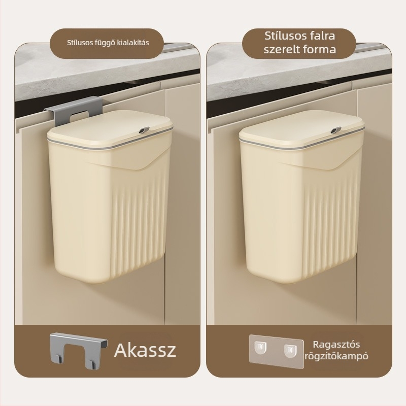 Fali műanyag konyhai kuka, fedél felnyitható, kapacitás >12 L, négyzet alakú, háztartási használat