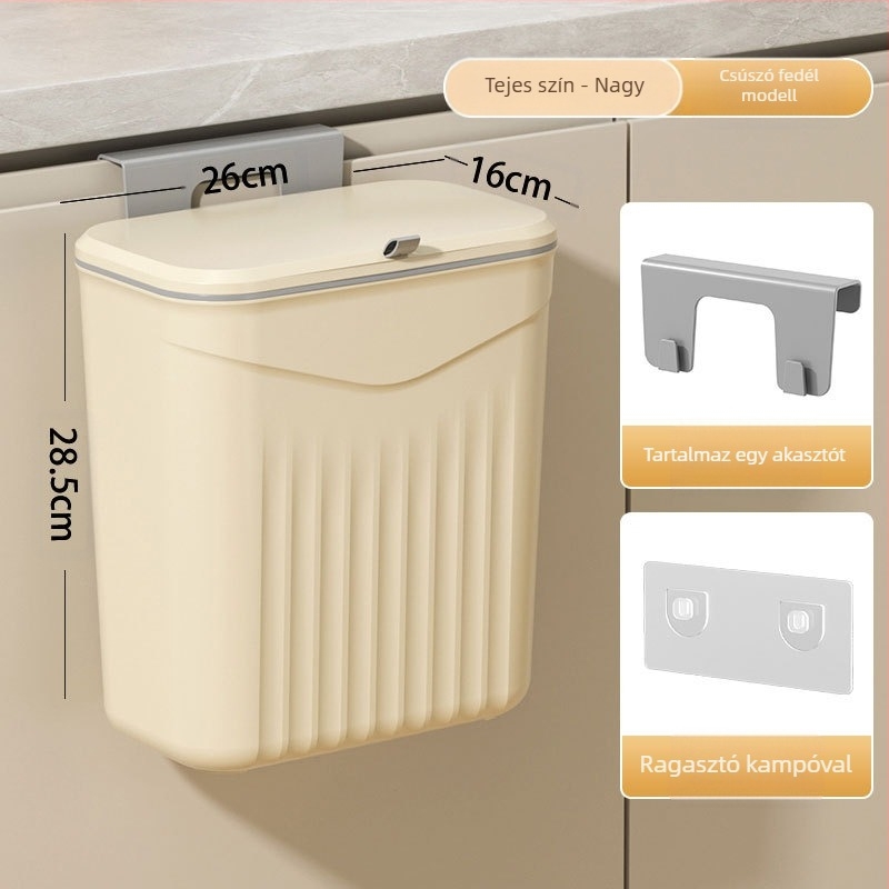 Fali műanyag konyhai kuka, fedél felnyitható, kapacitás >12 L, négyzet alakú, háztartási használat
