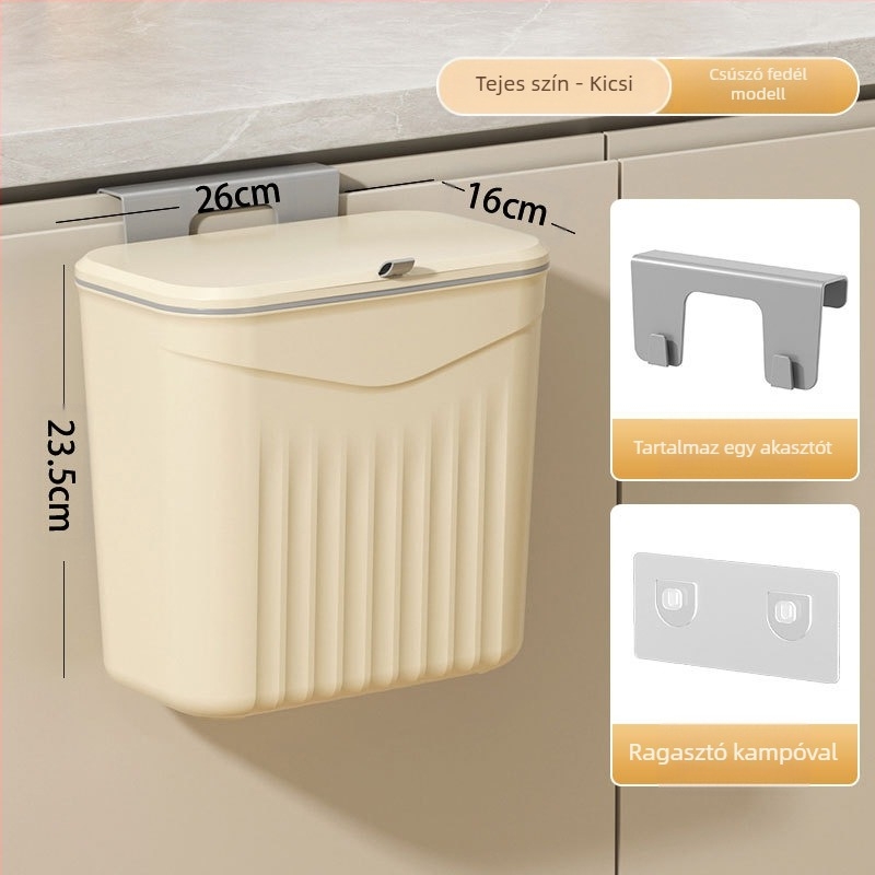 Fali műanyag konyhai kuka, fedél felnyitható, kapacitás >12 L, négyzet alakú, háztartási használat
