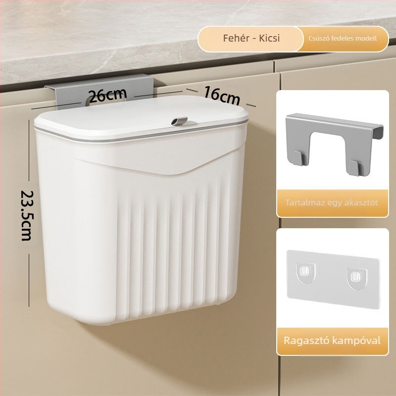 Fali műanyag konyhai kuka, fedél felnyitható, kapacitás >12 L, négyzet alakú, háztartási használat
