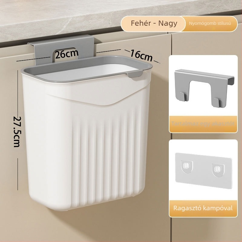 Fali műanyag konyhai kuka, fedél felnyitható, kapacitás >12 L, négyzet alakú, háztartási használat