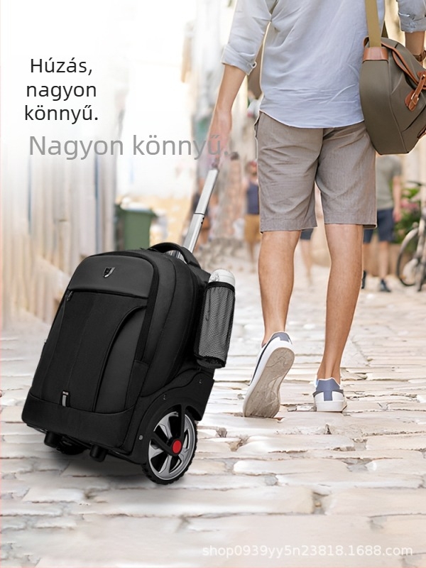 Üzleti utazásokhoz kerekes hátizsák — cipzáras zárás, poliészter anyag, 3 kg, ideális üzleti utazásokhoz