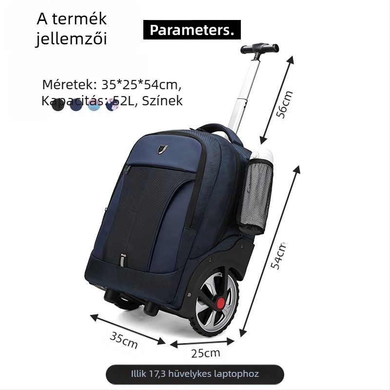 Üzleti utazásokhoz kerekes hátizsák — cipzáras zárás, poliészter anyag, 3 kg, ideális üzleti utazásokhoz