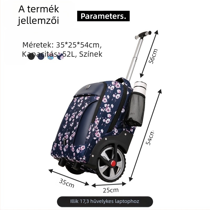 Üzleti utazásokhoz kerekes hátizsák — cipzáras zárás, poliészter anyag, 3 kg, ideális üzleti utazásokhoz