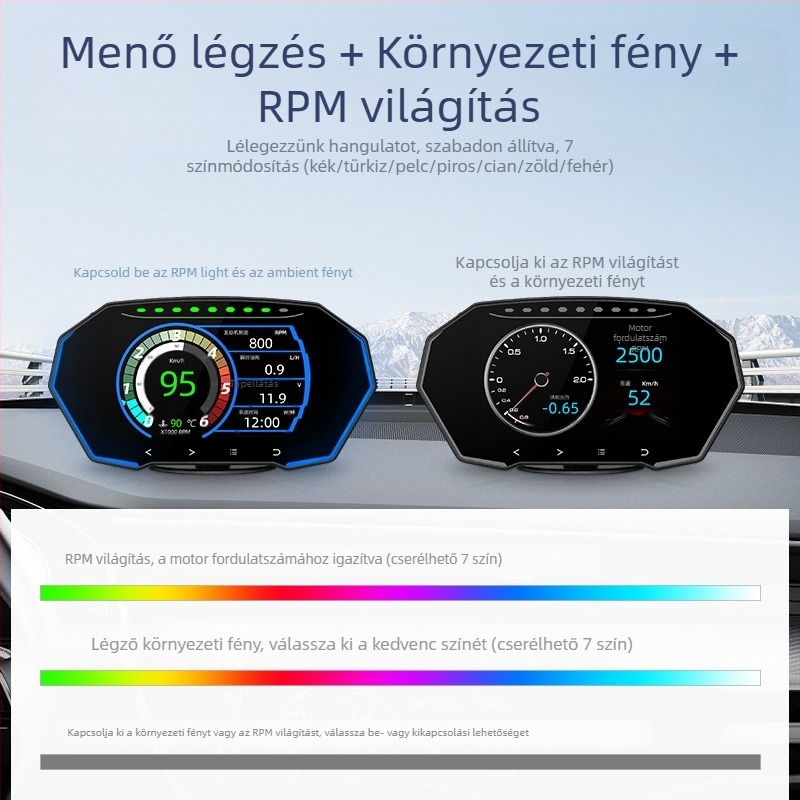 Autó HUD kijelző GPS sebességmérővel, OBD, 4 inch LED LCD érintőképernyős kijelző, Modell F11