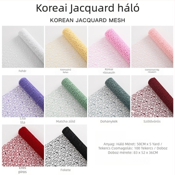 Jacquard géz háló virágcsokor csomagolásához, kézzel csomagolva, Sicheng márka, Yiwu eredet, magáncímke elérhető, tűrés ±1–2 cm