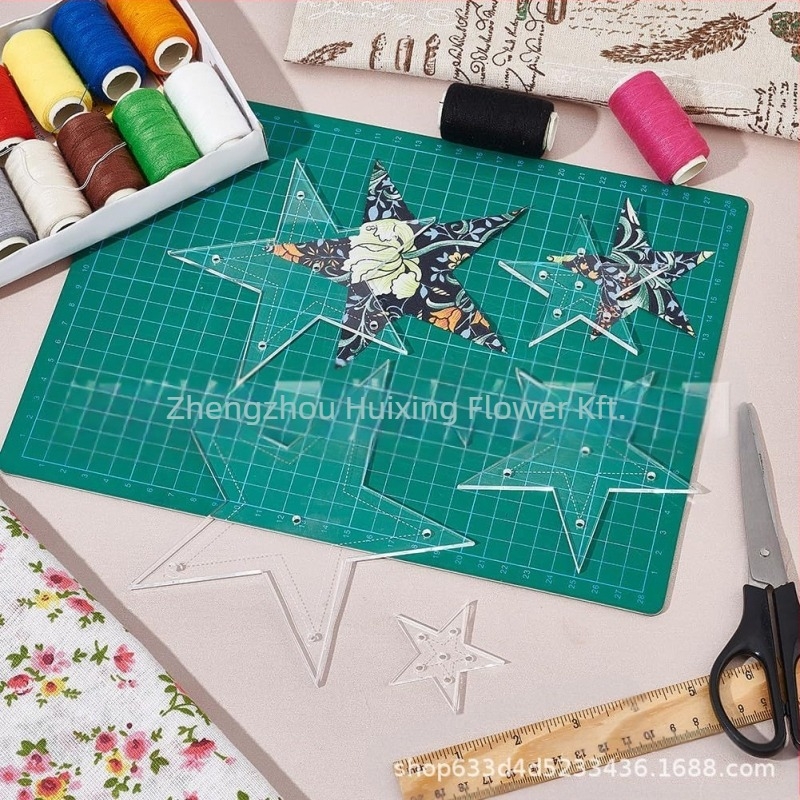 Csillag alakú akril varrás sablonok, 6 darabos készlet, díszdobozos csomagolás