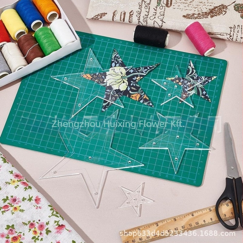 Csillag alakú akril varrás sablonok, 6 darabos készlet, díszdobozos csomagolás