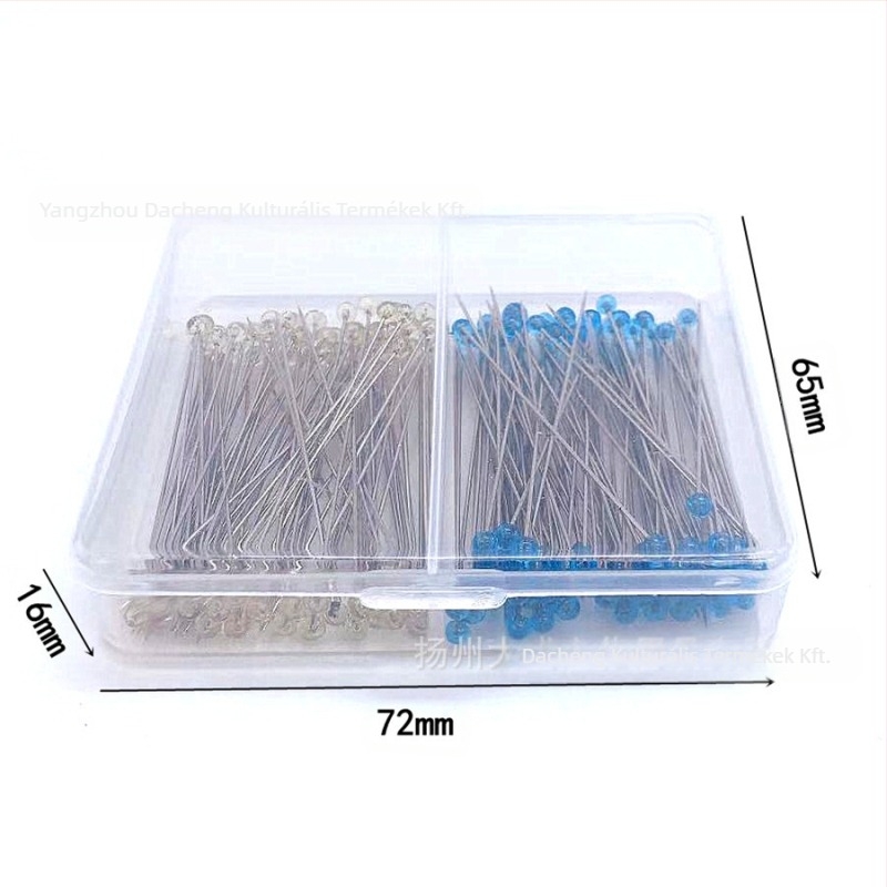 PinGuru üveggolyós varrótű pozicionáló – ultra vékony, nagy fej, vasalható; testreszabás elérhető; 400 doboz kartononként; bruttó súly 31 g