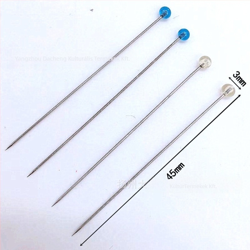 PinGuru üveggolyós varrótű pozicionáló – ultra vékony, nagy fej, vasalható; testreszabás elérhető; 400 doboz kartononként; bruttó súly 31 g