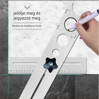 Csempe nyílás-kereső, rozsdamentes acél, 1 mm pontosság, szögmérő, 600 g