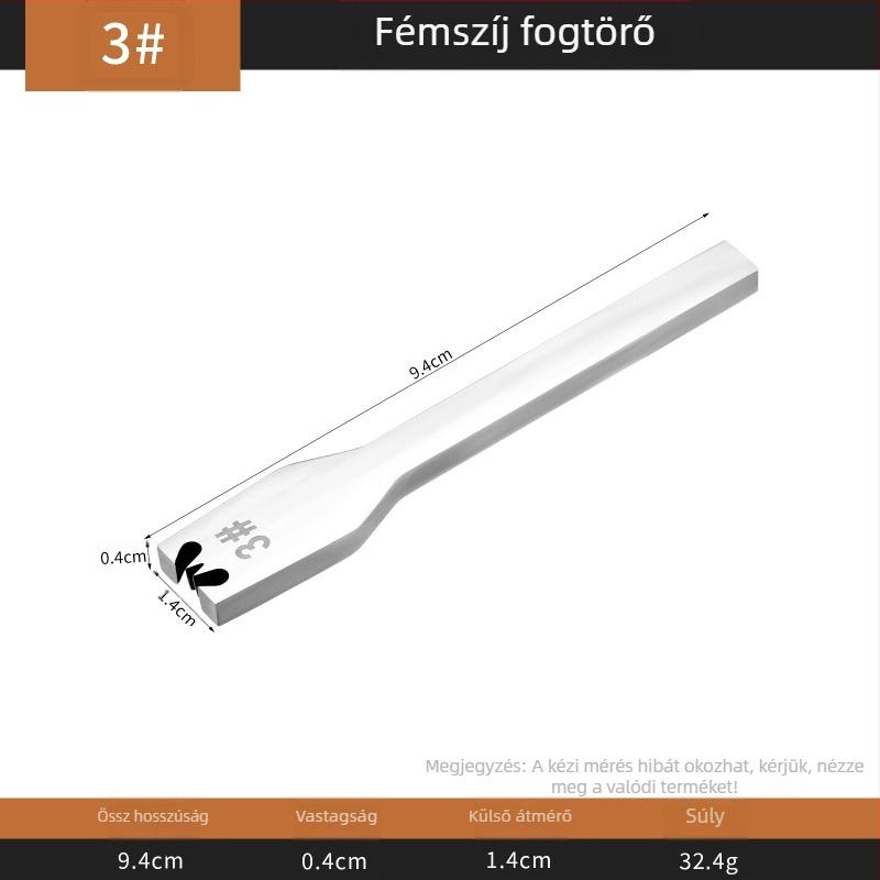 Bőrhöz való cipzárfogó eszköz, síkfejű, rozsdamentes acél