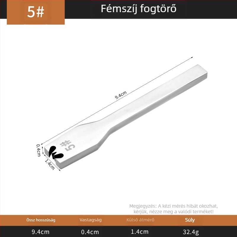 Bőrhöz való cipzárfogó eszköz, síkfejű, rozsdamentes acél