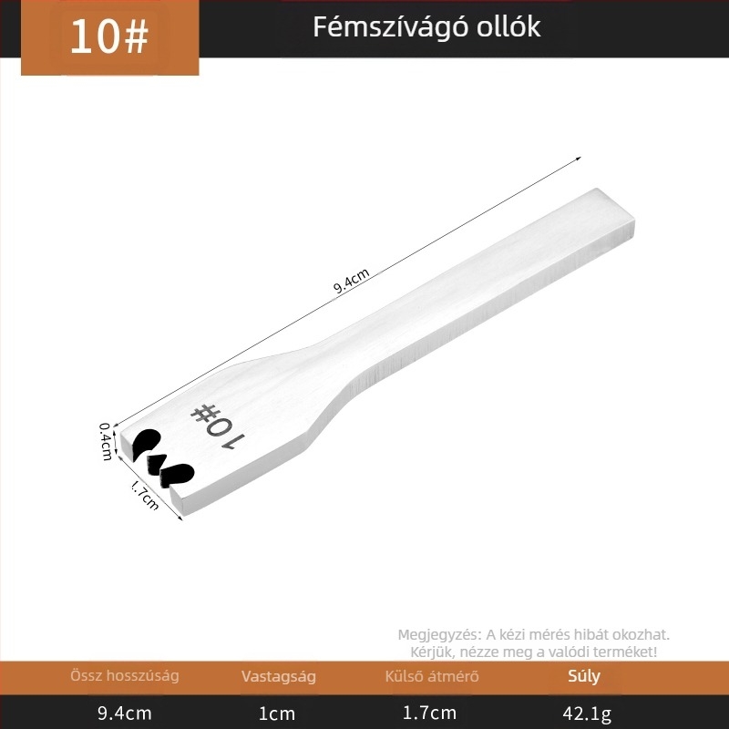 Bőrhöz való cipzárfogó eszköz, síkfejű, rozsdamentes acél