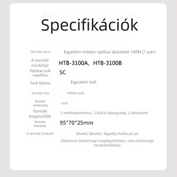 HTB-3100 Optikai transzceiver — 100 Mbps, Single-Mode, Single-Fiber, GS-03/SFP, 4100