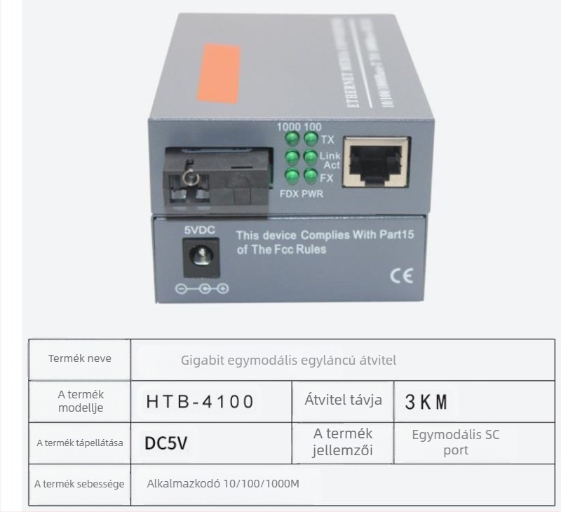 HTB-3100 Optikai transzceiver — 100 Mbps, Single-Mode, Single-Fiber, GS-03/SFP, 4100