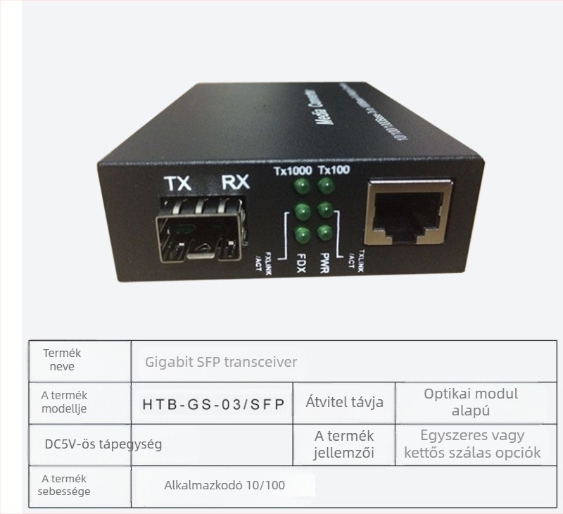 HTB-3100 Optikai transzceiver — 100 Mbps, Single-Mode, Single-Fiber, GS-03/SFP, 4100