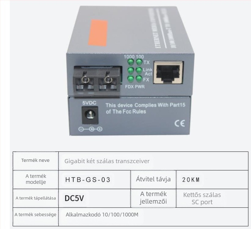 HTB-3100 Optikai transzceiver — 100 Mbps, Single-Mode, Single-Fiber, GS-03/SFP, 4100