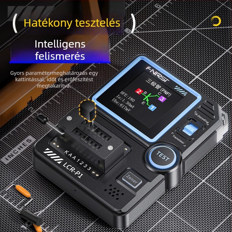 Okos LCR mérőműszer, tranzisztor teszter, MOSFET detektálás, többfunkciós kondenzátor-ellenállás teszt, modell Lcr-p1, márka Fnirsi
