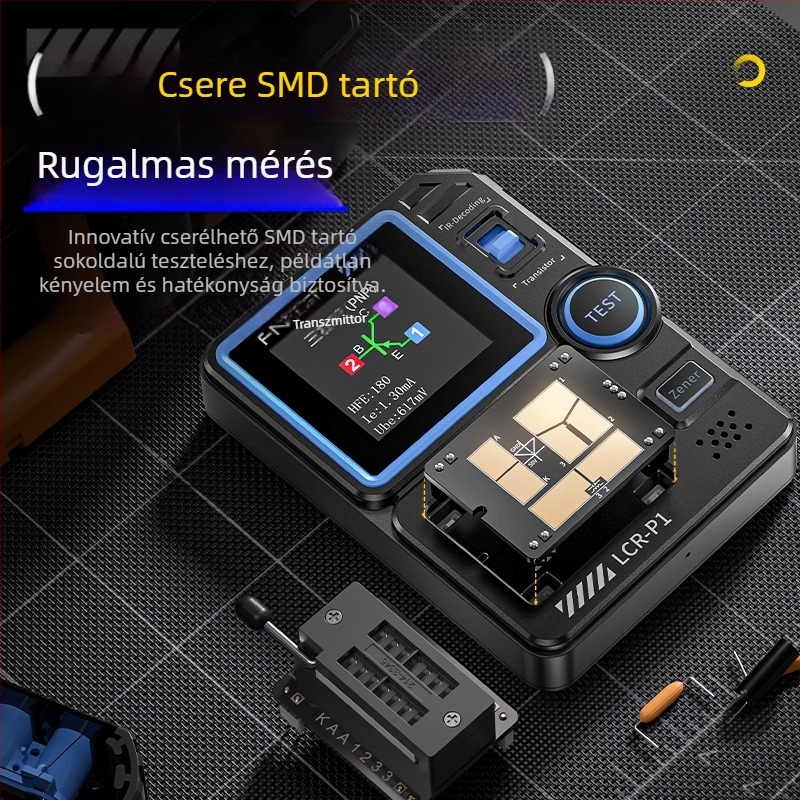 Okos LCR mérőműszer, tranzisztor teszter, MOSFET detektálás, többfunkciós kondenzátor-ellenállás teszt, modell Lcr-p1, márka Fnirsi