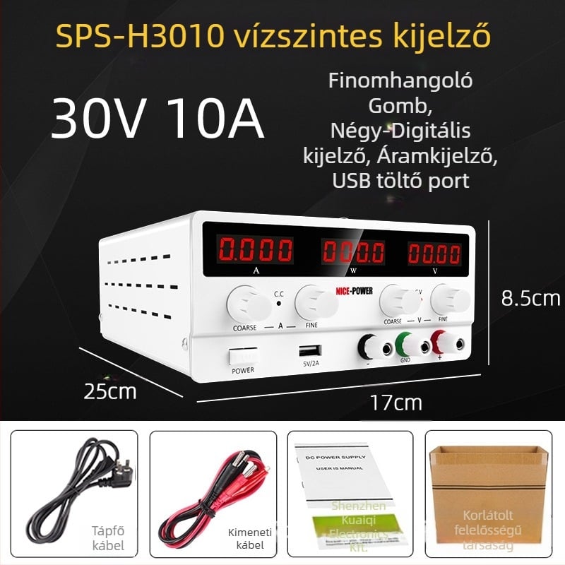 SPS-H3010 30V 10A állítható DC kapcsoló tápegység