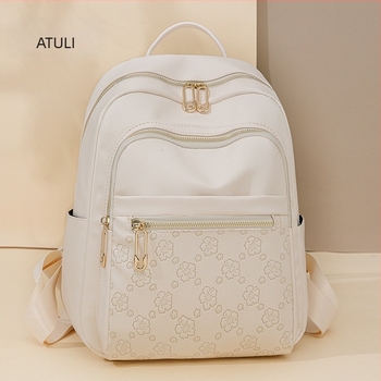 Női utazó hátizsák - PU bőr, dombornyomott mintázat, nagy kapacitás, cipzár, vízálló, 2025 tavasz