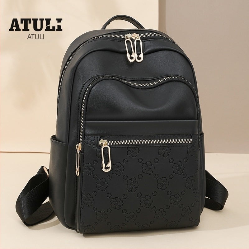 Női utazó hátizsák - PU bőr, dombornyomott mintázat, nagy kapacitás, cipzár, vízálló, 2025 tavasz