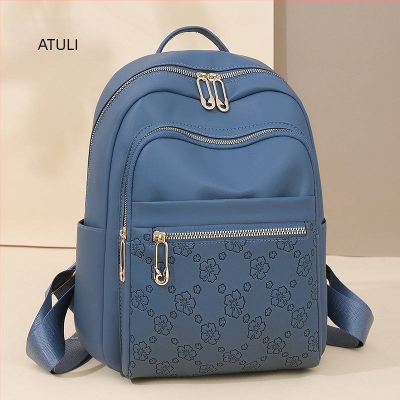 Női utazó hátizsák - PU bőr, dombornyomott mintázat, nagy kapacitás, cipzár, vízálló, 2025 tavasz